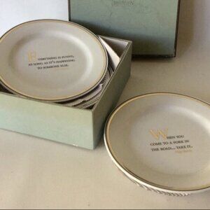 Set of 4 Restoration Hardware 7" plates with quotes - NEW, NEVER USED